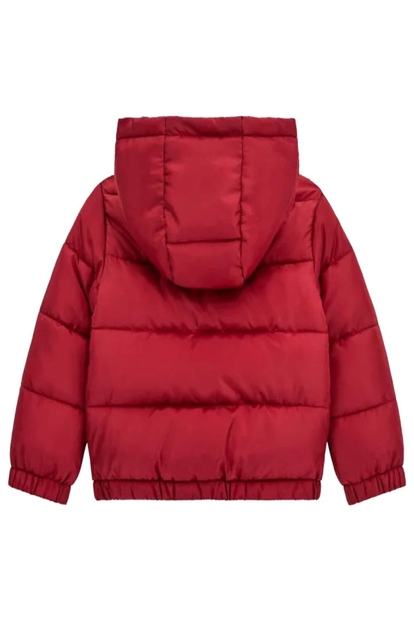 Guess Padded Hooded Ls Giubbotto Con Cappuccio Rosso Bambini Ragazzi