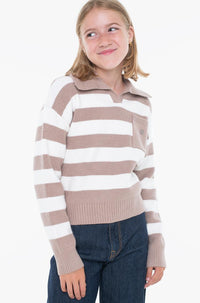 Guess Pull Beige Blanc Col en V Filles — immagine 3