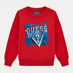 Guess Maglioncino Girocollo Rosso Bambini