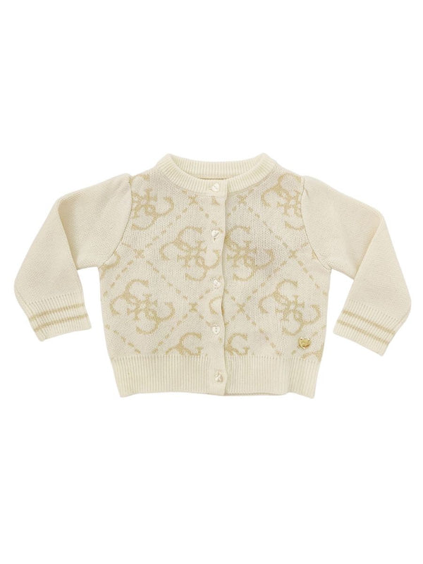 Guess Kids Cardigan Bianco Oro Bambina