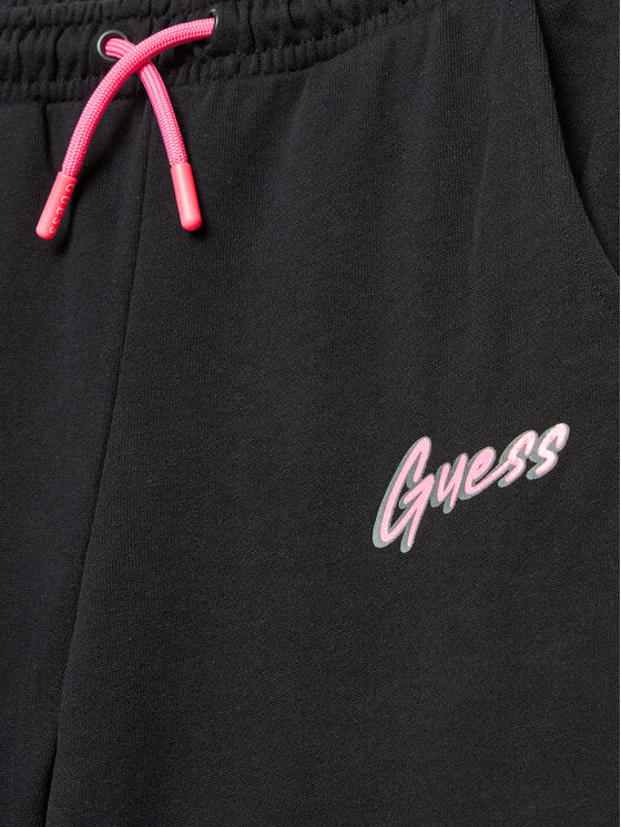 Guess Pantaloni Tuta a Zampa Neri Rosa Bambina