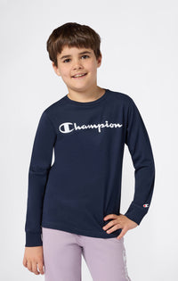 Champion T-shirt à Manches Longues Bleu Enfants — immagine 2