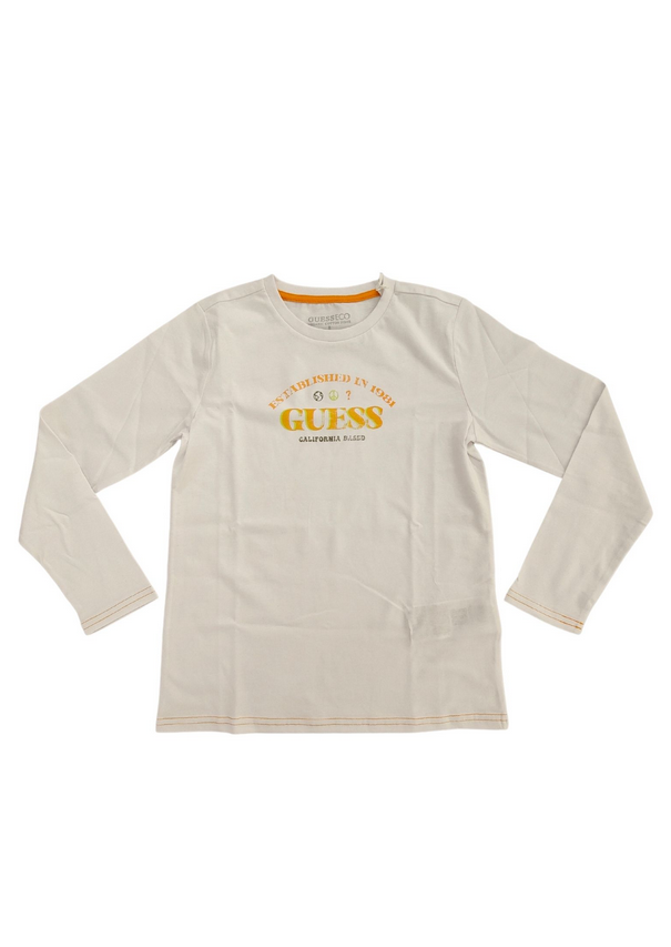 Guess Kids' Maglia a Maniche Lunghe Bianca