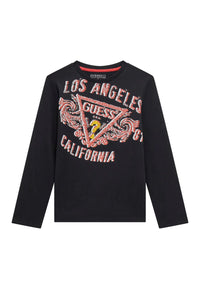 Guess Boys T-shirt manches longues logo noir Garçons — immagine 1