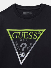 Guess Kids T-shirt Manches Longues Noire avec logo imprimé Enfants Garçons — immagine 3