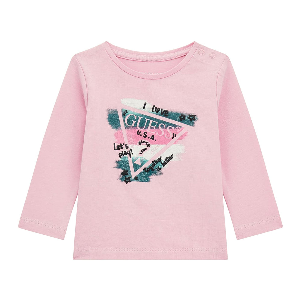 Guess Maglietta Maniche Lunghe Rosa Bambina