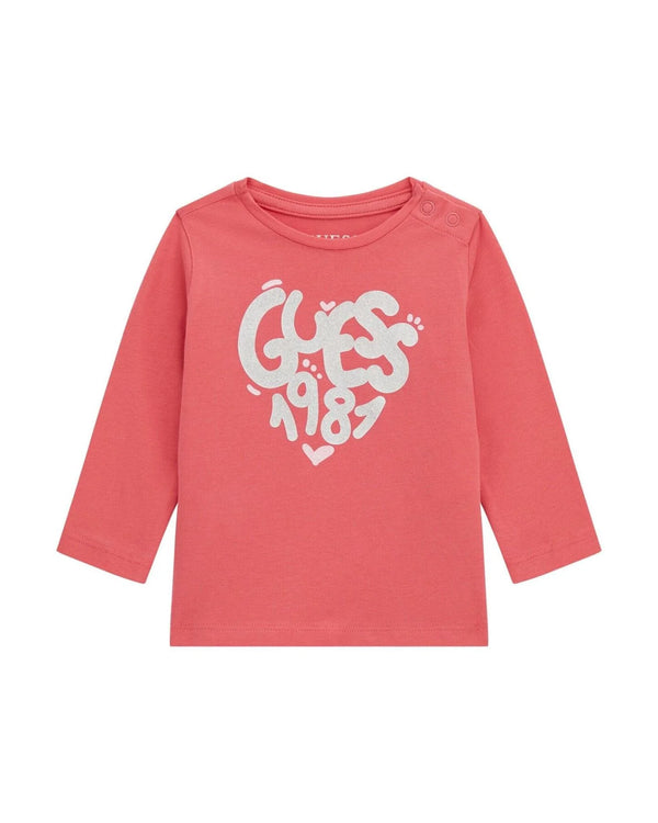 Guess Infant Maglietta Manica Lunga Fucsia Bambina
