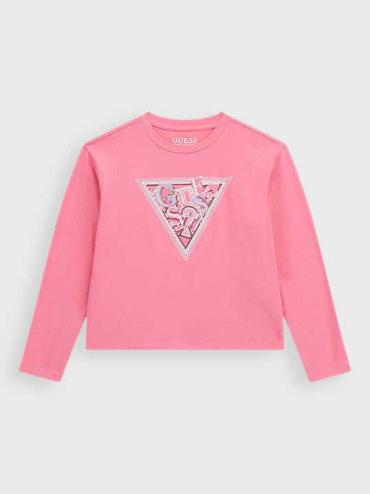 Guess Long Sleeve Maglietta Maniche Lunghe Total Pink Bambine Raagazze