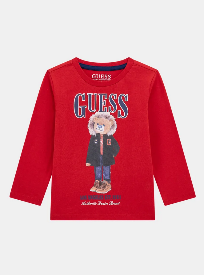Guess Kids T-shirt Manches Longues Rouge Enfants