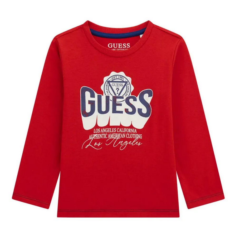 Guess Kids T-shirt Maniche Lunghe Rossa Bambini