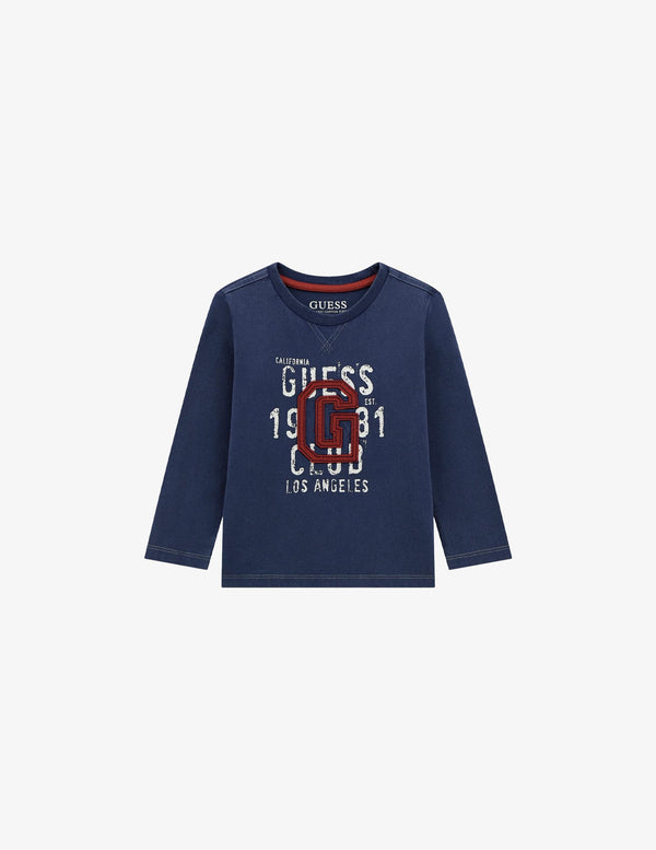 Guess T-shirt Maniche Lunghe Blu Bambini