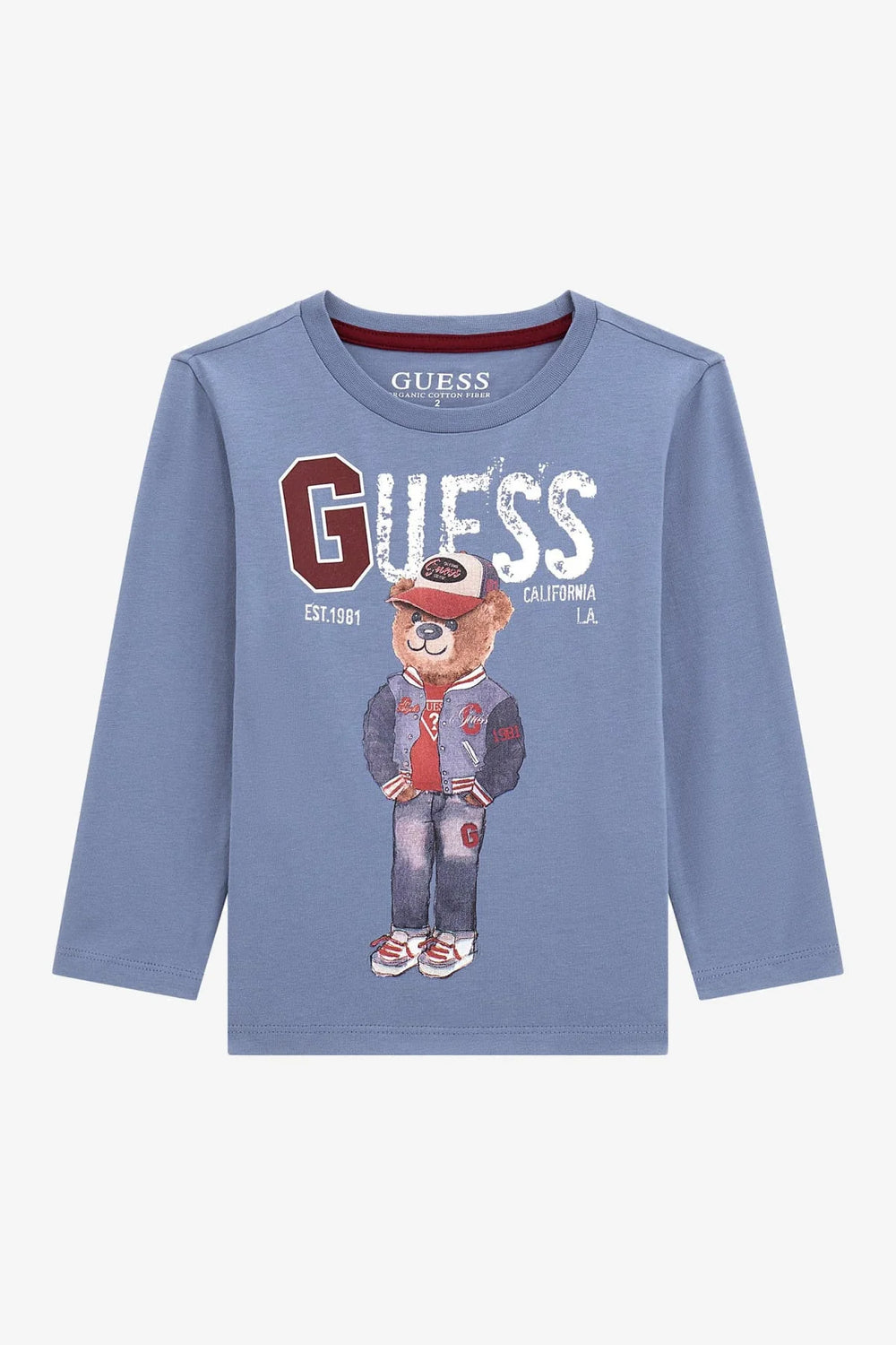Guess T-shirt Manches Longues Bleu Ciel Enfants