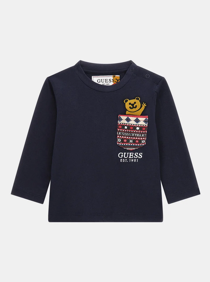 Guess Kids Maglietta Maniche Lunghe Blu Bambino