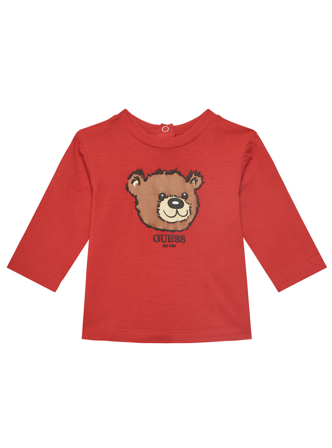 Guess T-Shirt Manches Longues Rouge Bébé