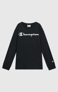 Champion Ml Script Maglietta Maniche Lunghe Nera  Bambini Ragazzi — immagine 1