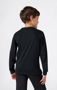 Champion Ml Script Maglietta Maniche Lunghe Nera  Bambini Ragazzi — immagine 3