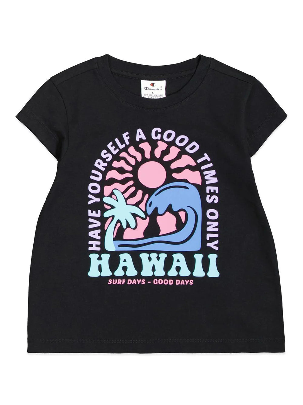 Champion Grapic T-Shirt Nera Bambine Ragazze