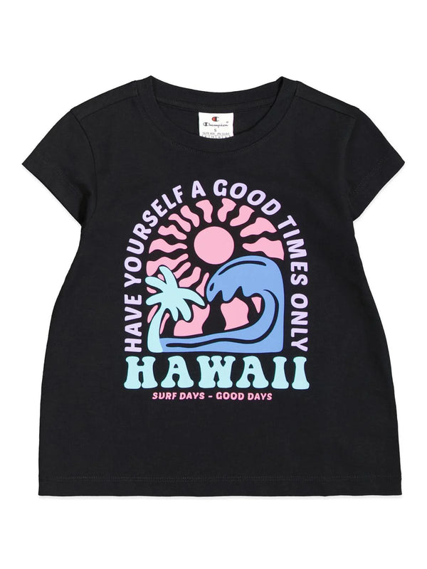 Champion Grapic T-Shirt Nera Bambine Ragazze