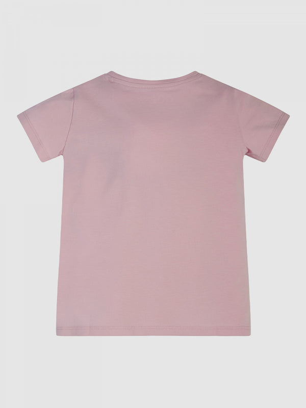 Guess Glitter Crew Neck T-shirt Rosa Bambina