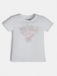Guess T-shirt col rond pailleté blanc enfant — immagine 1