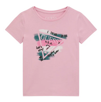 Guess Kids T-shirt Rosa Con Grafica Multicolore Bambina — immagine 1