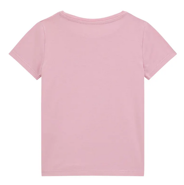 Guess Kids T-shirt Rosa Con Grafica Multicolore Bambina