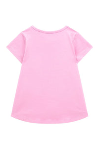 Guess T-shirt stampa glitter all over Rosa Bambina — immagine 2