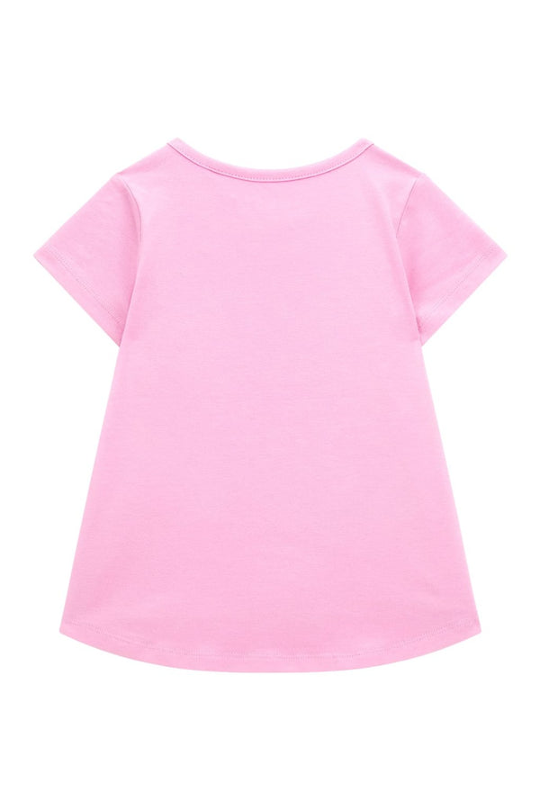 Guess T-shirt stampa glitter all over Rosa Bambina