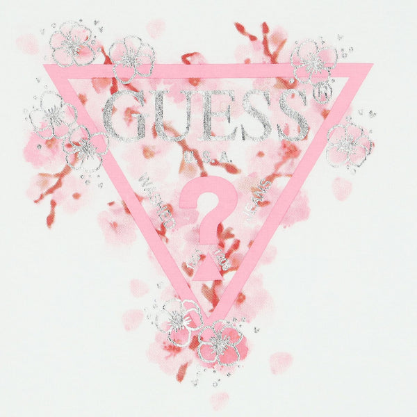 Guess T-shirt Bianca logo Rosa Bambina