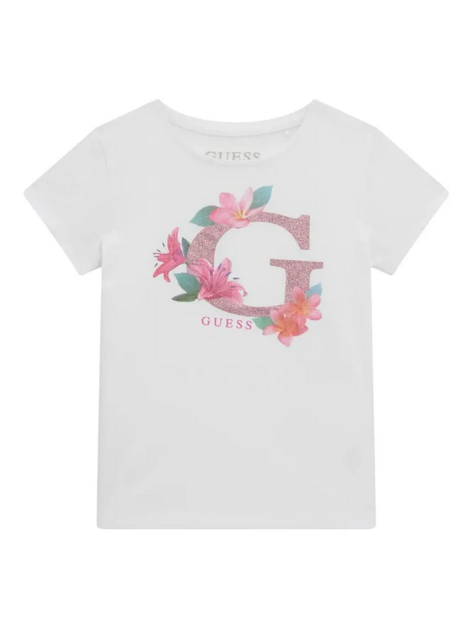 Guess T-shirt Bianca Con Logo Bambina
