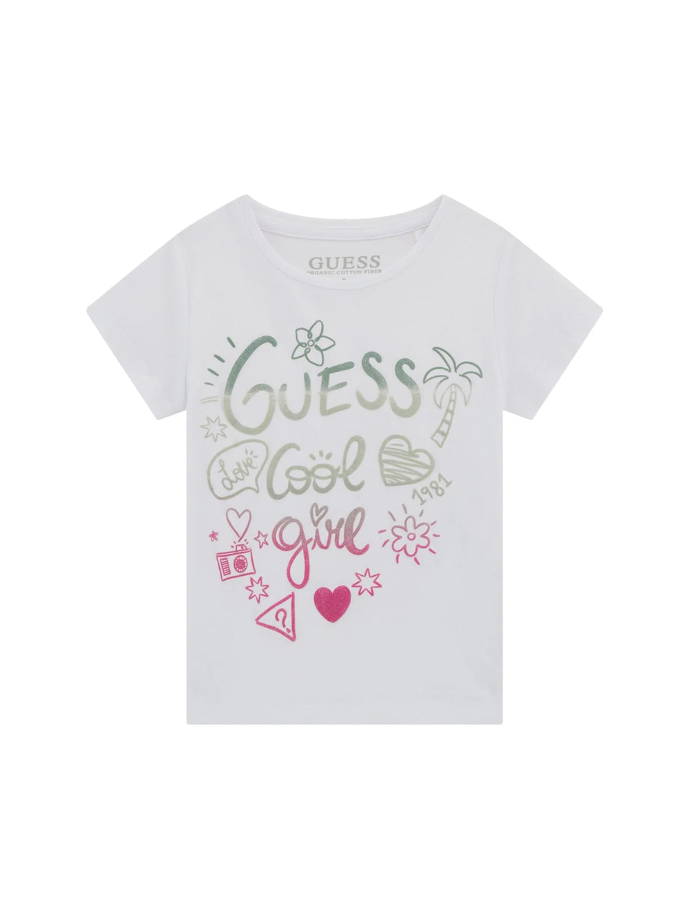 Guess Heart Sequins Ss Tee T-Shirt Bianca Bambina