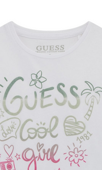 Guess Heart Sequins Ss Tee T-Shirt Bianca Bambina — immagine 2