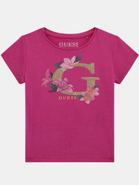 Guess T-shirt Fucsia Con Logo Bambina — immagine 1