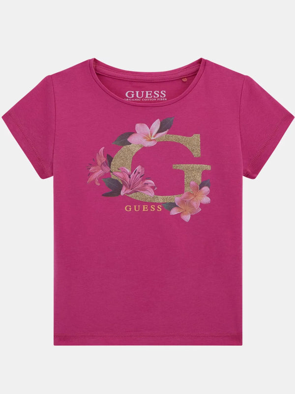 Guess T-shirt Fucsia Con Logo Bambina