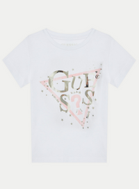 Guess Eco Signature Triangle Tee T-shirt Bianca Bambina — immagine 1