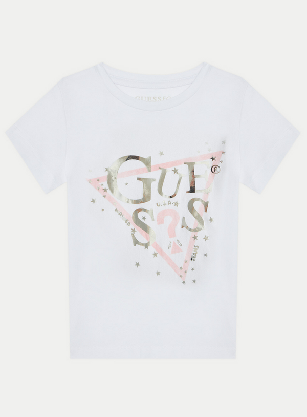 Guess Eco Signature Triangle Tee T-shirt Bianca Bambina