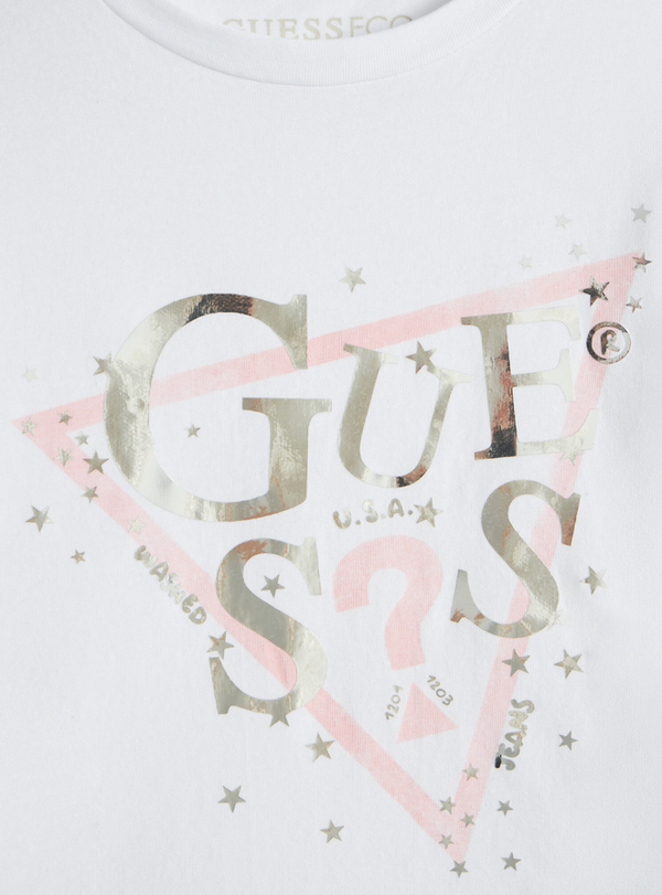 Guess Eco Signature Triangle Tee T-shirt Bianca Bambina