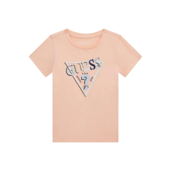 Guess Kids T-shirt Rosa Con Logo Bambina