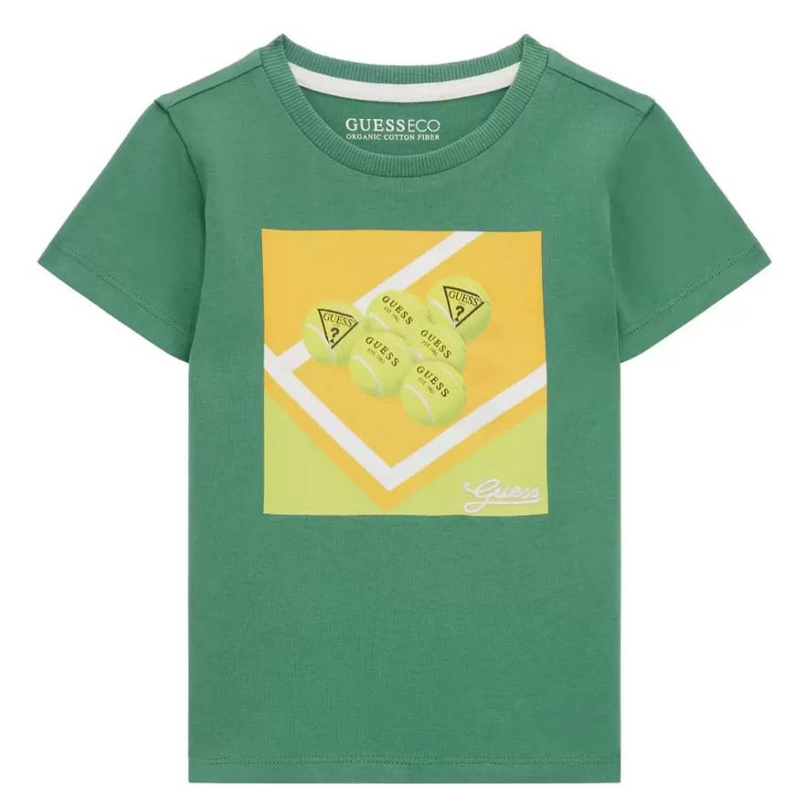 Guess Kid T-shirt Con Stampa Verde Bambino