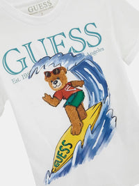 Guess Kids T-shirt stampa logo Bianca Bambino — immagine 2
