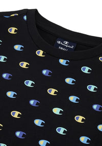 T-shirt athlétique noire Champion pour enfant avec imprimés — immagine 2