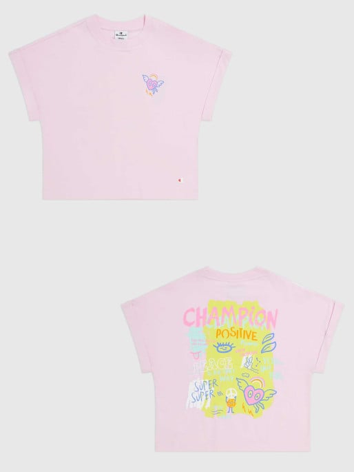 T-shirt Enfant Champion Ras du Cou Rose