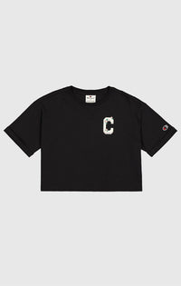 Champion Oversize Cropped T-Shirt Nera Bambina — immagine 1