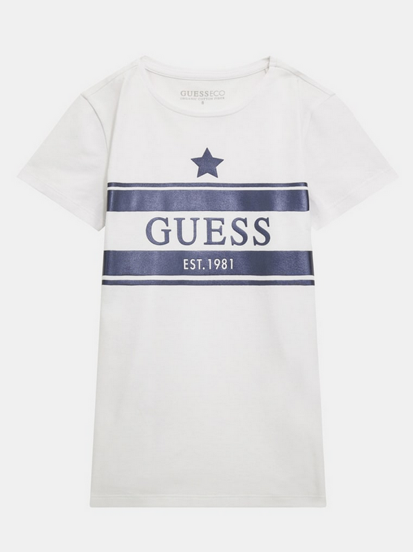 Guess Kids T-Shirt Bianca Blu Bambine Ragazze