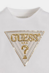 Guess Kids T-Shirt Bianca Glitterata Bambina — immagine 2