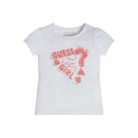 Guess Kids T-Shirt Bianca Rosa Bambina — immagine 1