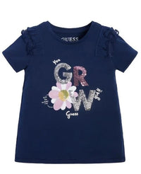Guess Kids T-Shirt Blu Glitterata Bambina — immagine 1