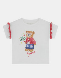 Guess Kids T-Shirt Bianca Con Stampa Teddy Bambina — immagine 1