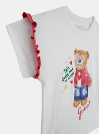 Guess Kids T-Shirt Bianca Con Stampa Teddy Bambina — immagine 2