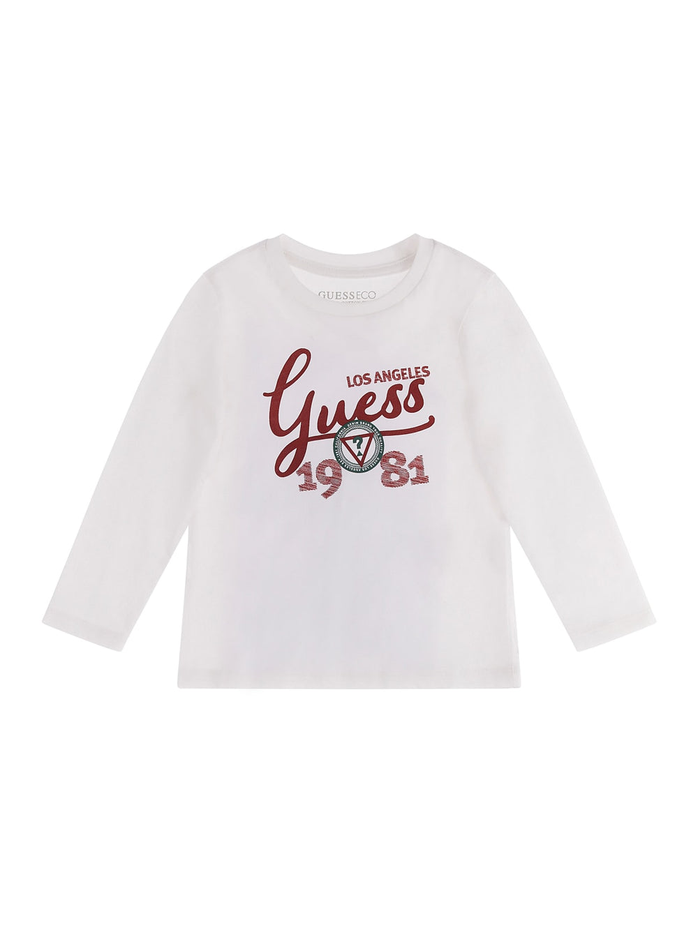 Guess Kids T-shirt Manches Longues Blanc Bordeaux Enfant